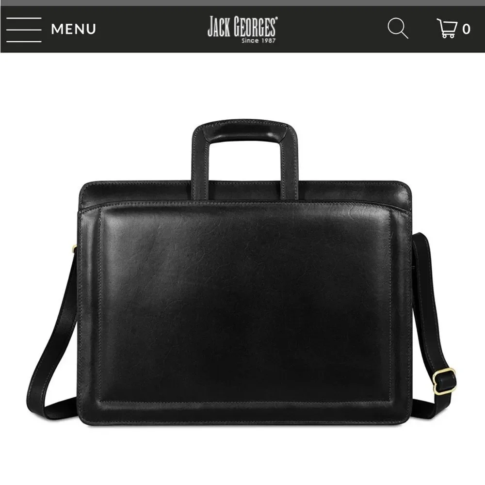 Jack Georges BELTING SLIM LEATHER BRIEFCASE in Black Like New